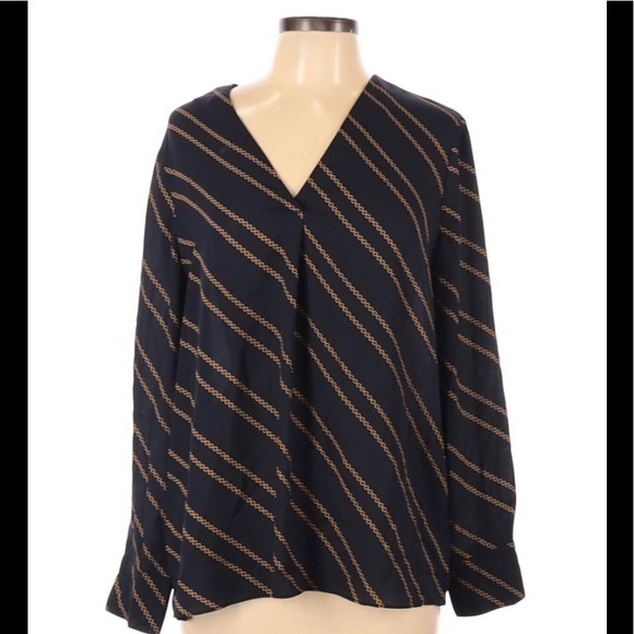 Banana Republic Navy & Yellow Stripe long Sleeve - Picture 1 of 3